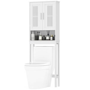 YITAHOME Badezimmerregal für über die Toilette, Toilettenschrank mit verstellbaren Einlegeböden und einfacher Montage, weißer Farbton, 60x20x170cm Größe
