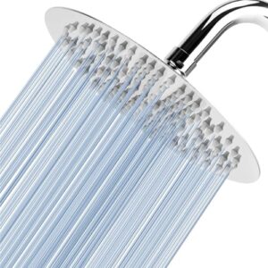 20cm Runder Regenbrause mit hochwertigem Edelstahl 304, ideal für ein komfortables Duscherlebnis auch bei niedrigem Wasserdruck, installierbar an Wand oder Decke