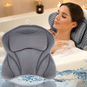 Badewannenkissen für erhöhte Ruhe und Entspannung im Badezimmer mit 4D-Mesh-Design und 6 Saugnäpfen