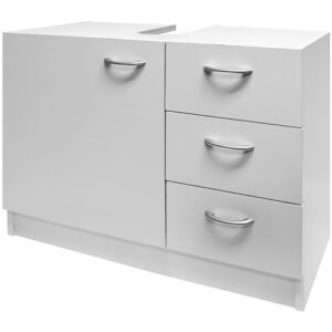 Waschbeckenunterschrank mit 3 Schubladen, Holz, Weiss, Badezimmer, Waschtischunterschrank, Stehend