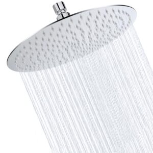 Duschkopf Regendusche 12 Zoll, Rundes Regenduschkopf Ø30cm aus Edelstahl, Selbstreinigende Regendusche Brausekopf Rund, Chrom
