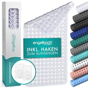 Antirutschmatte für Badewanne, rutschfest und schimmelresistent, inkl. 2 Haken zum Trocknen