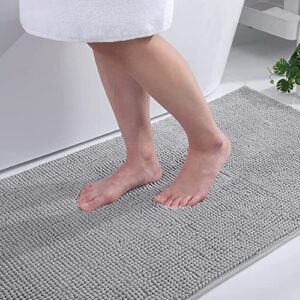 Homaxy Chenille Badezimmerteppich, rutschfeste Badematte, waschbarer Badteppich, weicher Badvorleger, saugfähige Duschvorleger für Badezimmer, 40x60 cm, Hellgrau