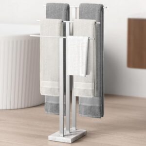 KES Handtuchhalter Stehend, 3 Stangen, Marmor, Edelstahl SUS304, Handtuchständer für Badezimmer und Balkone
