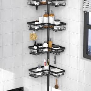 Praktisches Teleskopisches Duschregal für Badezimmer mit 4 verstellbaren Duschablagen, ideal für verschiedene Deckenhöhen und Duschräume