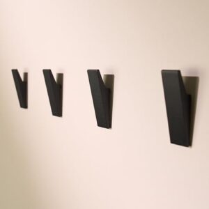 Selbstklebende Wandhaken aus Vollaluminium, extra stark und haltbar, ohne Bohren, Haken für Küche und Bad, 4 Stück, Handtuchhalter Schwarz, modernes Design