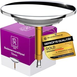 Badewannenstöpsel Universal Ø 72 Premium aus Chrom mit Doppel-Dichtung - Rostfreier Badewannenstöpsel für Badezimmer