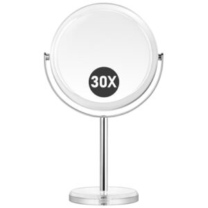 MOMOKUBA Vergrößerungsspiegel 30fach, Doppelseitiger 1fach und 30fach Kosmetikspiegel mit Vergrößerung und 360° Rotation für Badezimmer und Schlafzimmer