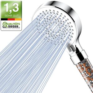 Magichome Duschkopf mit Filter, Hochdruck Handbrause 5 Strahlarten, Wassersparend mit 3-Lagen-Filtration Mineralsteinen, Druckerhöhende Duschbrause für Hartes Wasser, Rest-Chlor