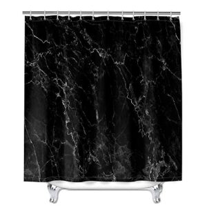 Marmor Duschvorhang, Wasserdicht, für Badewanne und Dusche, mit 12 Vorhangringen, Schwarz, 90x180cm