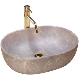 Elegantes Rea Waschbecken aus Keramik mit Oval Form und handliches Aufsatzdesign für ein modernes Bad
