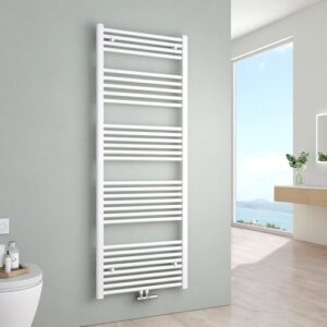 Effizienter Badheizkörper fürs Badezimmer - Weiß, 160 x 60 cm, mit Seitenanschluss und Mittelanschluss