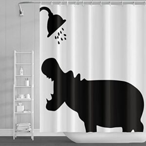Duschvorhang aus Polyester mit Nilpferd-Muster, 178x183cm groß, für Kinder und Badezimmer geeignet, Wasserdicht und pflegeleicht