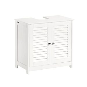 Eleganter und pflegeleichter Badschrank mit verstellbaren Regalböden, ideal für die Aufbewahrung von Reinigungsmitteln, Handtüchern oder Körperpflegeprodukten. Das MDF-E1-Material ist hochwertig und feuchtigkeitsbeständig, die weiße Lackierung verleiht dem Badmöbel eine elegante Oberfläche.