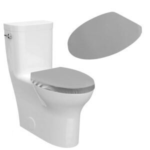 Toilettensitzbezug, grauer WC-Sitzbezug mit elastischem Boden, Toilettendeckelbezug für die meisten Toiletten, Gummizug