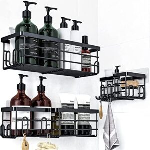 Duschregal aus Edelstahl ohne Bohren, 3 Stück Badezimmer Regal für Shampoo und Duschgel, Rostfrei Schwarz