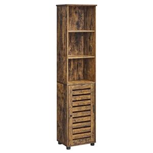 Hochschrank fürs Badezimmer, hoher Badezimmerschrank mit 3 offenen Fächern und 2 verstellbaren Einlegeböden, vintage-brauner Badregal