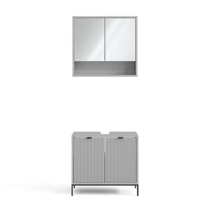 Elegantes Badmöbel-Set Eliza in Grau, 2 Teile für das Badezimmer mit Stauraum und modernem Design