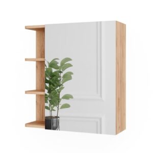 Badezimmerspiegel aus Eichenholz mit Goldkraftereignis, 62 x 64 cm, für das Badezimmer
