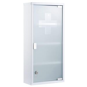 Zedelmaier Medizinschrank aus Edelstahl, sicher und fachgerecht für Arzneimittel, Medizin und Medikamente, 4 Fächer, Apothekerschrank, Badezimmerschrank, Hängend, Abschließbarer Medizinschrank
