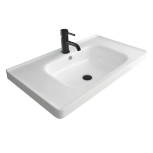 Alpenberger Waschbecken 80 cm breit für Gäste WC und Badezimmer, moderner Waschplatz mit Handwaschbecken Wandmontage, Made in Europa