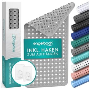 Antirutschmatte für Badewanne, rutschfest und leicht zu reinigen, inkl. 2 Haken zum Trocknen