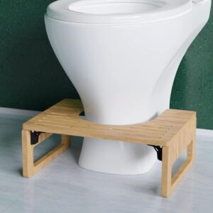Bambus-Töpfchenhocker für Badezimmer, 17,8 cm, zusammenklappbar, Kniebeugen-Toilettenhocker für Verstopfung und Blähungen