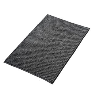 Rutschfeste Badematte aus Chenille, ideal für Duschen und Badewannen, wasserabsorbierend und hygienisch, dunkelgrau, 40x60 cm
