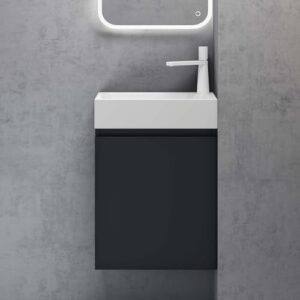 Badmöbel Set Waschtisch mit Unterschrank und Waschbecken-Unterschrank in Anthrazit matt Design für Gästewc 46cm, Wandmontage, moderner Badezimmer-Stil