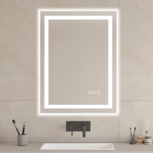 Badspiegel mit Beleuchtung, 80x60 cm Wandspiegel LED Badspiegel mit Touch-Schalter und Einstellbarer Helligkeit