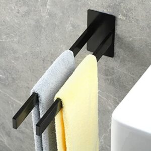 Handtuchhalter ohne Bohren, schwarz, Badezimmer, Handtuchstange, Selbstklebend, Wandmontage, Doppelt, Küche