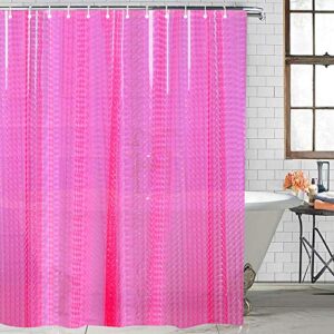 LshyMn Eva-Duschvorhang, 3D-Wasserwürfel, transparenter Duschvorhang für Badezimmer, mit Haken, rosa/violette Farbe