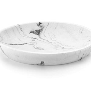 Luxspire Seifenschale Marmor, Ovaler Seifenhalter mit Schwamm und Seifenspender, kratzfest und elegant für Küche, Badezimmer und Dusche