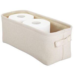 Praktischer Badezimmer Organizer aus Baumwolle mit Henkeln - Creme, Aufbewahrungskorb mit Innenbeschichtung und Strukturdesign
