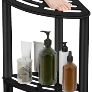 Mentaler Badhocker für die Dusche mit Stauraum, matt schwarz, moderner Design, sichere und bequeme Rasiermöglichkeit im Badezimmer.