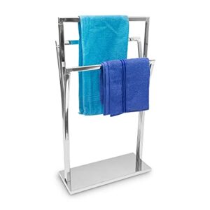 Relaxdays Handtuchständer in Edelstahl-Optik mit 3 Handtuchstangen für Badezimmer und Kleiderbutler, silber