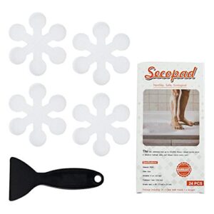 Secopad Anti-Rutsch Aufkleber 24 STK Sicherheitsstreifen für Badewanne, Klebende Sticker mit Premium Schaber transparent und farbloß