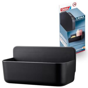 Duschkorb in schwarz matt für das Badezimmer, wandmontierbar ohne Bohren, inklusive tesa Powerstrips Waterproof Strips XL