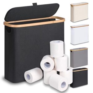 Bambus Toilettenpapier Aufbewahrung Korb mit Deckel für 9-12 Rollen Toilettenpapier, perfekt für enge Räume