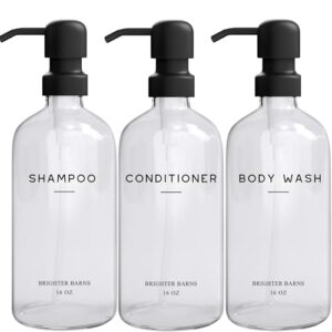 Transparentes Shampoo- und Conditioner-Spender-Set für Duschgel, Shampoo-Spender für Dusche mit Pumpe - nachfüllbare Kunststoff-Duschflaschen für Badezimmer-Dekor zu Hause oder Airbnb