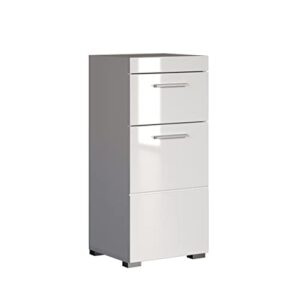 Badschrank mit 1 Tür und 1 Schublade, silberfarbene Griffe, universal einsetzbar und kratzfest