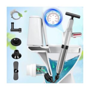 Hochdruck Abflussreiniger Pumpe mit Luftdruckanzeige, Toiletten Pömpel mit 4 Saugnäpfen, Pressluft Rohrreiniger für Waschbecken, Toiletten, Badezimmer, Dusche, Küche