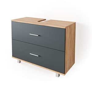 Vicco Waschbeckenunterwäsche in Goldkraft Eiche/Anthrazit 80 x 60.8 cm - modernes Badmöbel mit zeitlosem Design