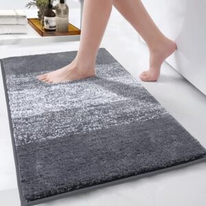 Weiche Badematten für Badezimmer, rutschfeste Wasserabsorbernde Badteppiche für Duschen und Badewannen, Maschinenwaschbar, grauer Farbton