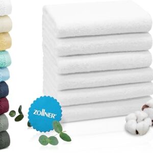 ZOLLNER 6er Set Handtücher in 50x100 cm - saugstarke und weiche Badetücher in weiß - mit praktischem Aufhänger - waschbar bis 95°C - Baumwolle - Hotelqualität