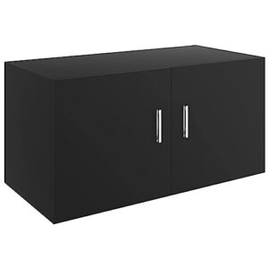 Schreibtischschublade, Wandschrank, Bücherregal, Badschrank, Aktenschrank, Oberschrank, Holzwerkstoff, Schwarz, 80x39x40cm