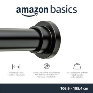Verstellbare Duschvorhang-Spannstange aus Leichtmetall in Schwarz, 107-185 cm lang, ideal für Duschen mit Duschvorhängen