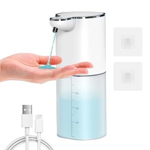 Automatischer Seifenspender Wandbefestigung, GCSTNN 400ml Flüssigseifenspender USB-C Aufladung Elektrischer Sensor mit 4 einstellbaren Stufen, IPX5 wasserdicht für Küche, Bad, Schule, Hotel