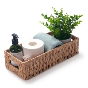 Badezimmerkorb mit Wasserhyazinthen für Toilettenpapier und Handtücher, rustikaler Stil, 36 x 16,5 x 9,5 cm