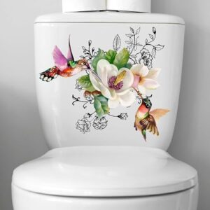 Blumenmuster Toilettensitz Aufkleber, Selbstklebend, Badezimmer Dekoration, 30x40 cm, Wasserfest, Langlebig